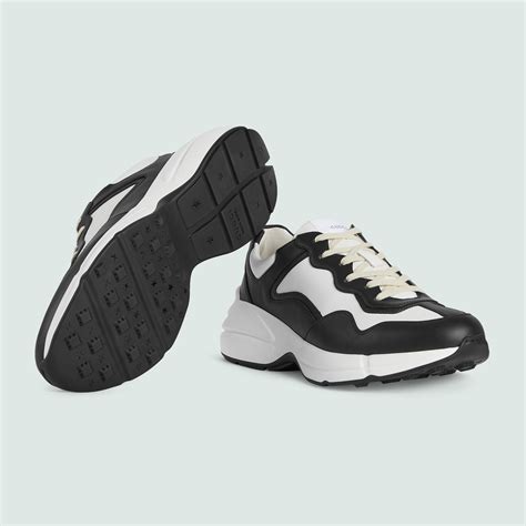 gucci rhyton black and white|Gucci rhyton sneakers black.